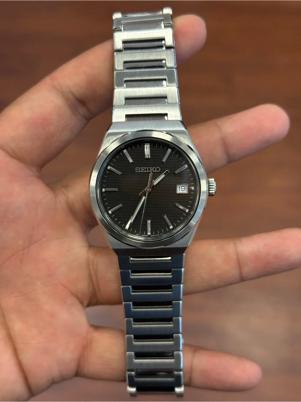 Seiko Silver and Black Stainless Steel  Men's Essentials  39mm Watch